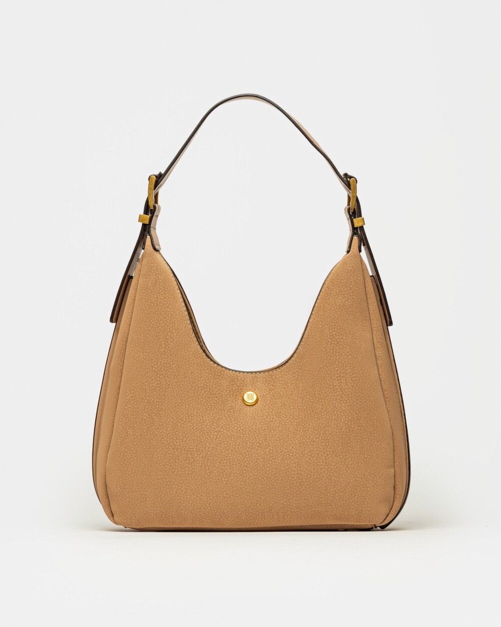 Cartera al hombro Raw en efecto gamuza Taupe