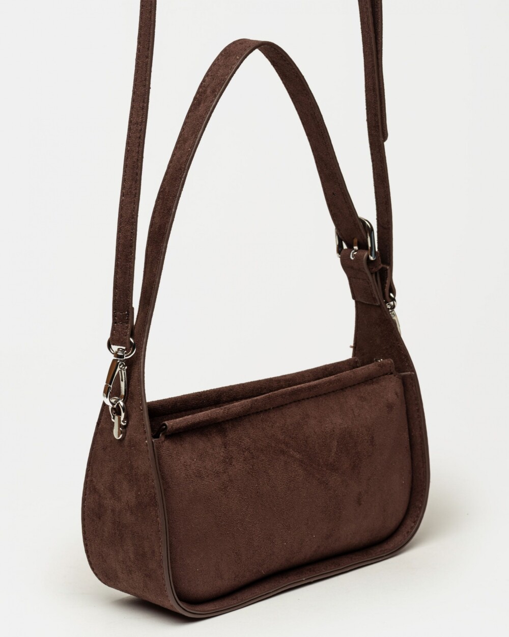 Cartera al hombro Leaf en efecto cuero gamuza Chocolate