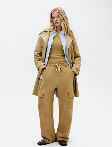 PANTALÓN ANCHO EN ALGODÓN MARRÓN
