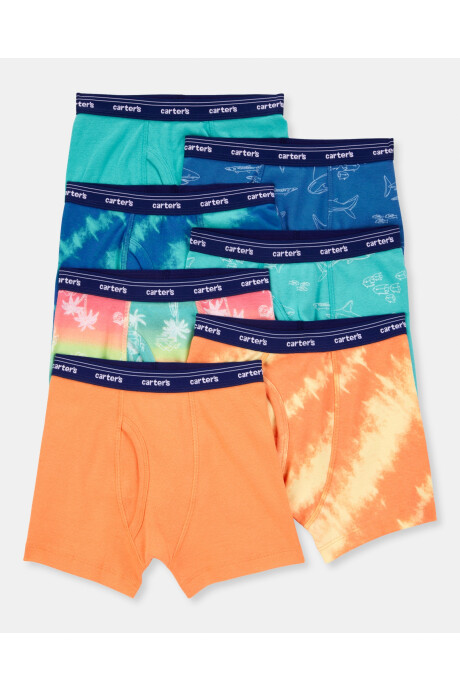 Pack siete calzoncillos boxer de algodón, diseño tropical Sin color