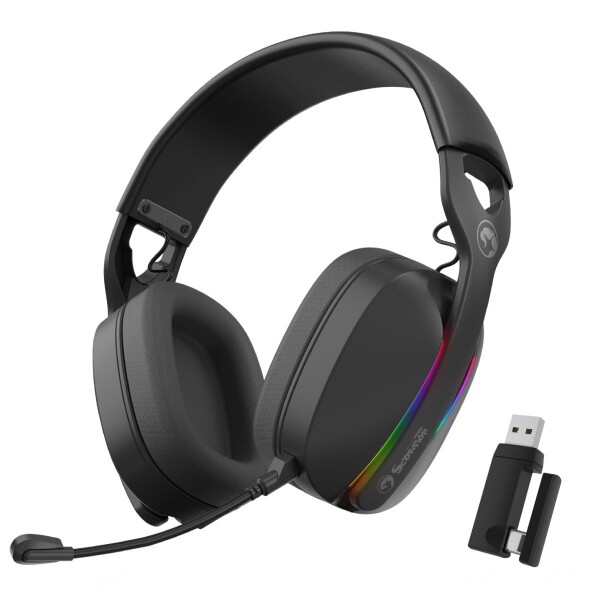 Vincha Gamer Marvo Hg9086w-bk Inalábrica 7.1 Rgb NEGRO