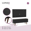 Rack TV mueble Lumax + panel rústico con estantes 55” Negro/Negro