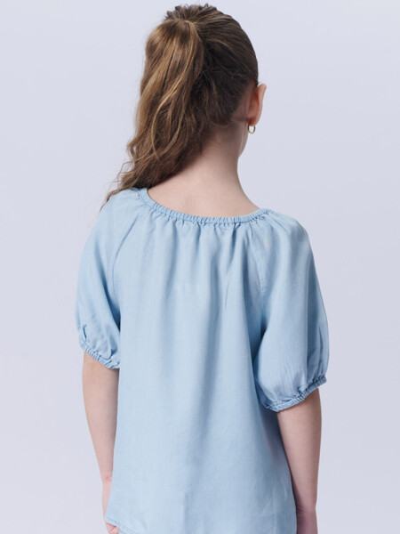 Blusa manga corta lyocell Celeste