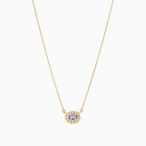 Cadena en oro 18K con colgante de zafiros y brillantes Cadena En Oro 18k Con Colgante De Zafiros Y Brillantes