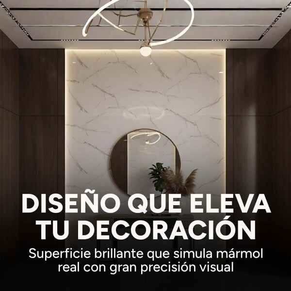 Pack x20 Placa PVC Símil Mármol 2,44x1,22m 3mm Resistente Mármol Blanco Gris Claro 2