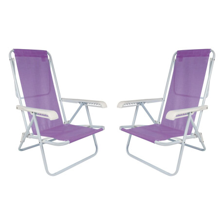 Kit 2 Reposeras Reclinables 8 Posiciones Acero Mor Sannet Lila
