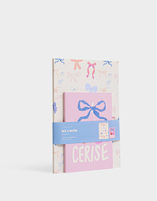 Anotadores Cuadernos y Memos Estampados Set De Cuadernos Moño Y Cherry - Combinacion Multicolor