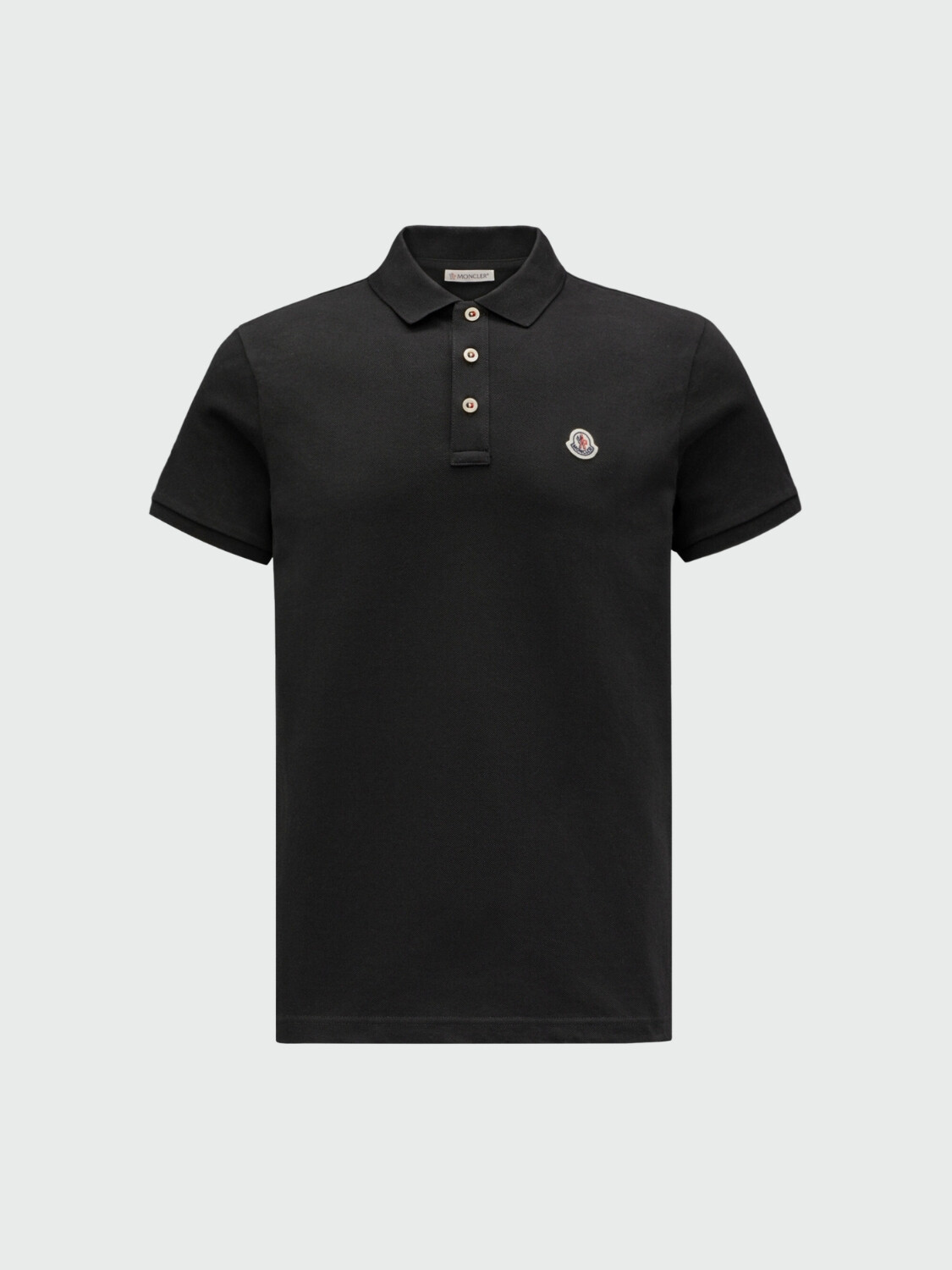 Moncler - Polo de Algodón con Parche con Logotipo Negro