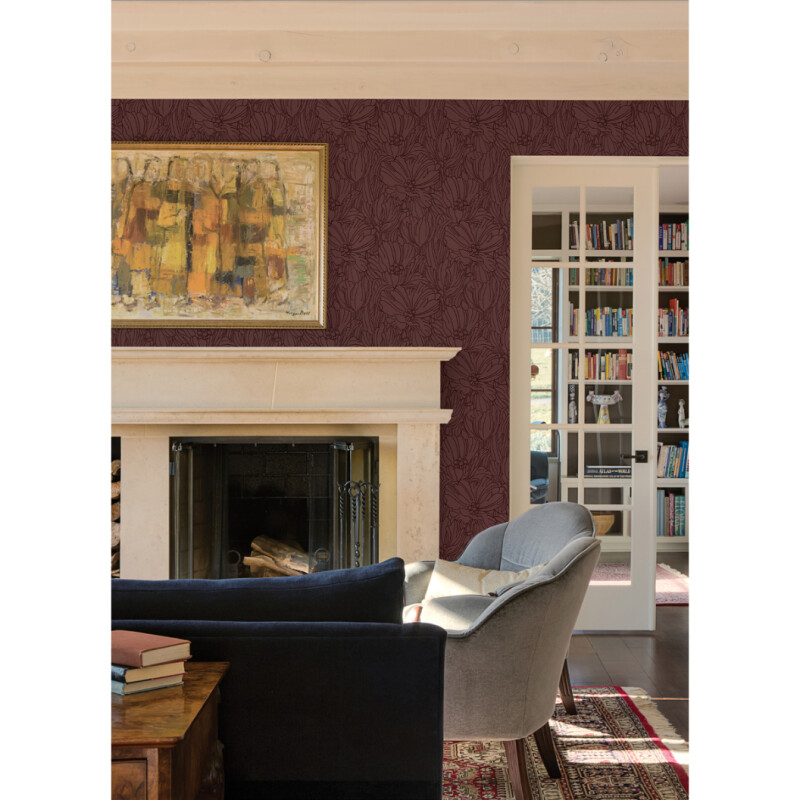 COLECCIÓN REVIVAL - SELWYN FLOCK BURGUNDY FLORAL - N/A