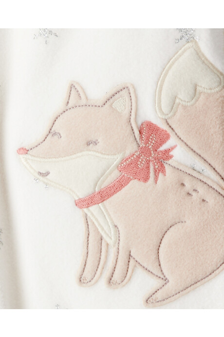 Pijama una pieza de micropolar, con pie, estampa zorro Sin color