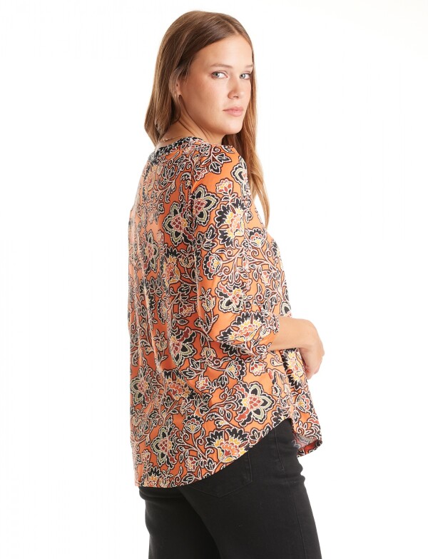 Blusa Flores Paisley ANARANJADO/MULTI