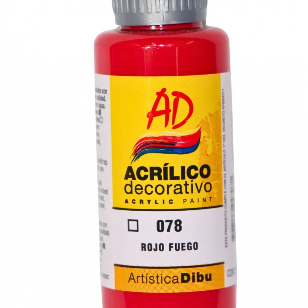 PINTURA ACRILICA ARTISTICA DIBU 60 ML. DIFERENTES COLORES COLOR ROJO FUEGO 078