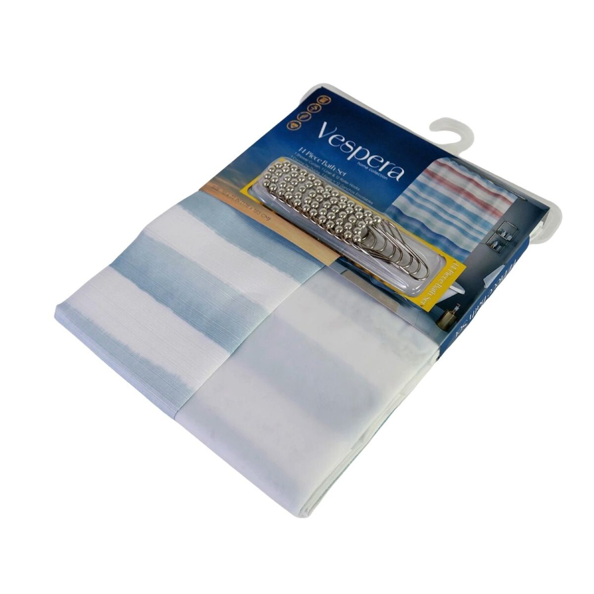 CORTINA C/FRANJAS CANVAS 178x183cm p/BAÑO 