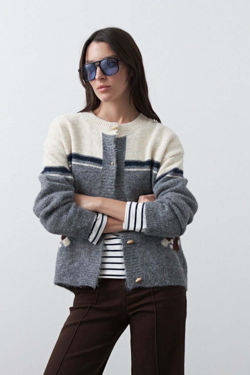 CARDIGAN RABBIT Gris Melange