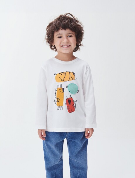 CAMISETA INFANTIL CON ESTAMPA BEIGE