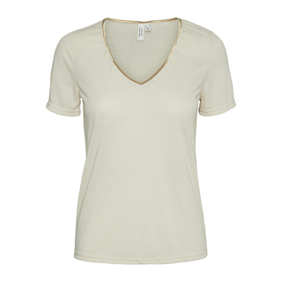VMKAREN SS GOLD V-NECK TOP JRS BTQ GA - BIRCH 