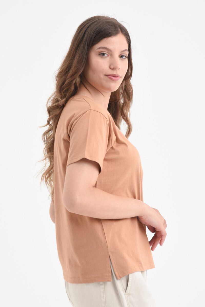 Camiseta manga corta boho Camel