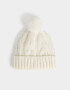 Gorro Clasico Gorro Tejido Con Pompón Crudo - Blanco Crudo