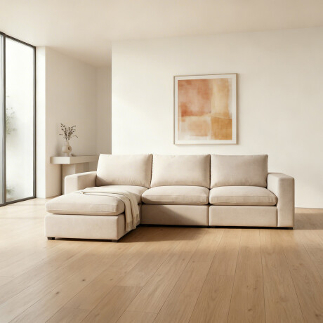 Sofá Modular Conecta (4 módulos) - Tela Microfibra TC 1010 (Beige)