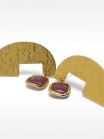 Pendientes Geométricos Con Piedra violeta