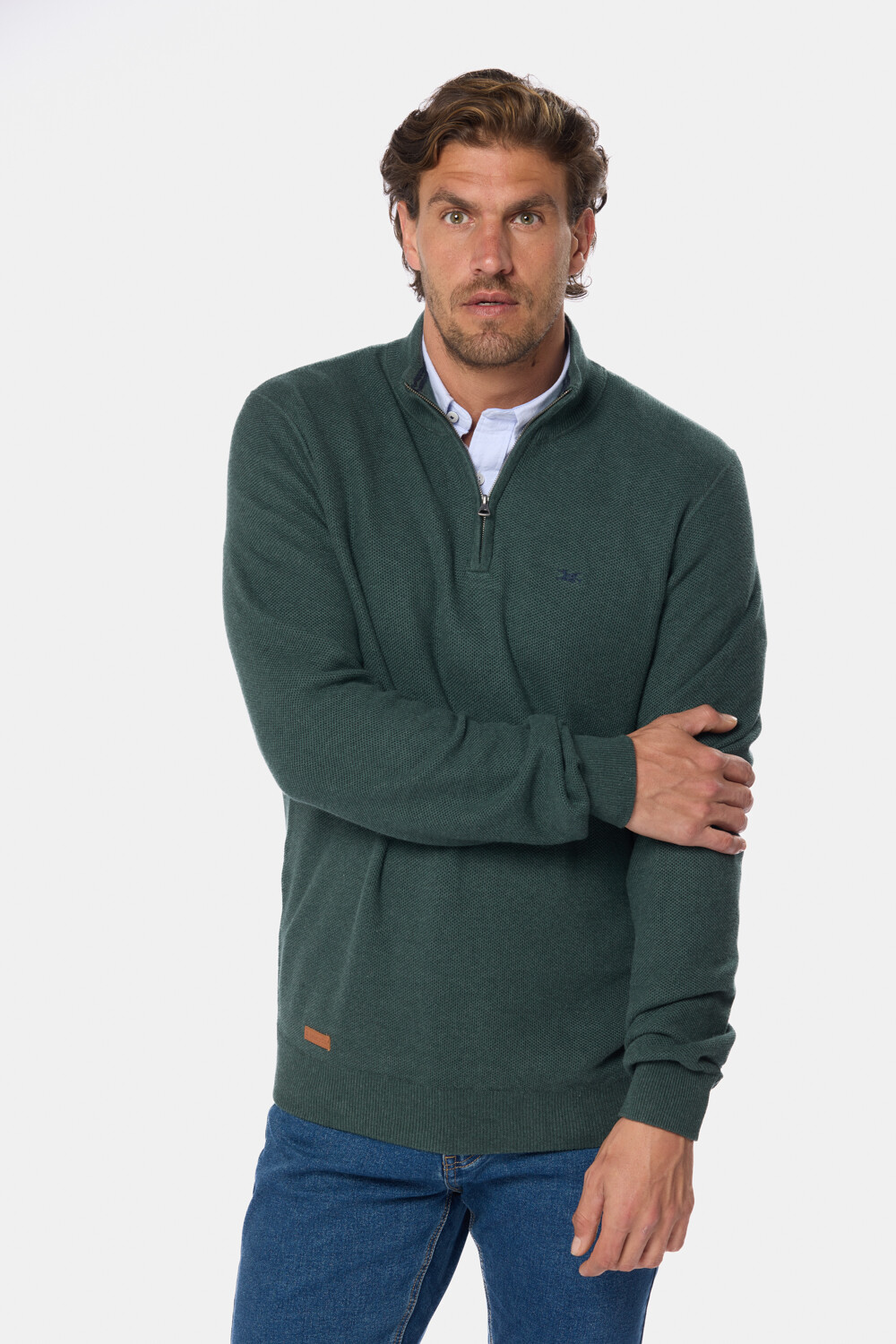 BUZO TEXTURADO MEDIO CIERRE Verde