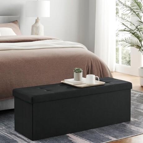 Puff Baul Texas Lino Negro