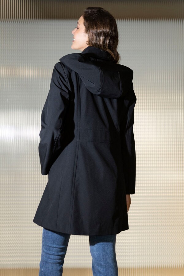 Gabardina Impermeable Capucha NEGRO