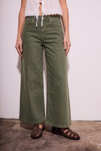 Wide Leg Lavado Oliva