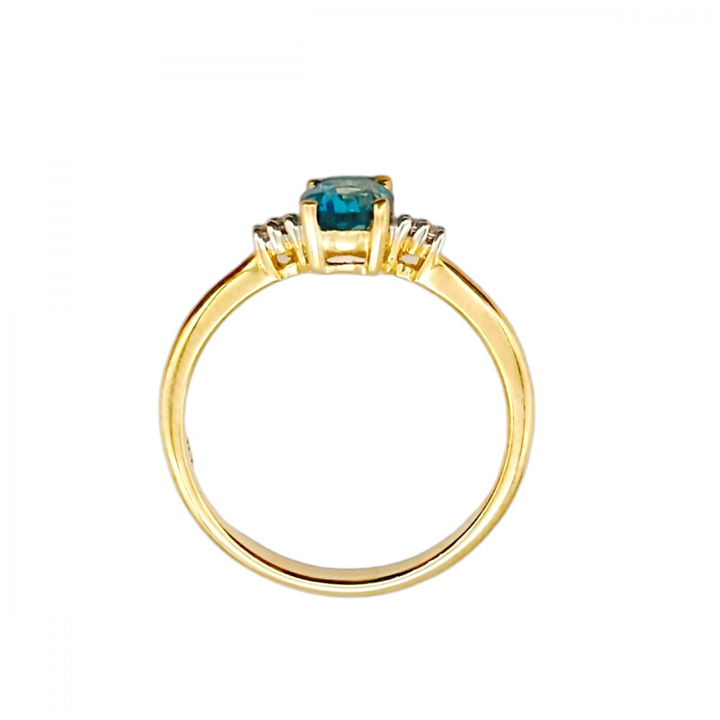 Anillo Halo-Oro Bajo-Piedra Agua marina y Zirconia-AN8159 conpiedra