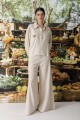 PANTALON WIDE XL LINEN SS26 Crudo Rayas