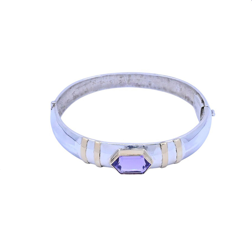 Pulsera plata, oro y amatista. Pulsera plata, oro y amatista.