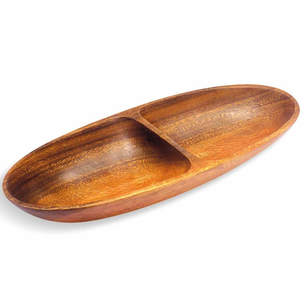 Copetinero Oval 2 Divisiones Madera 32x12x4Cm COPETINERO OVAL 2 DIVISIONES MADERA 32X12X4CM