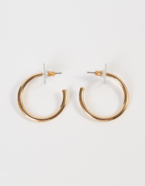 Aros Argollas Metal Argollas Tubulares Bañadas En Oro - Dorado