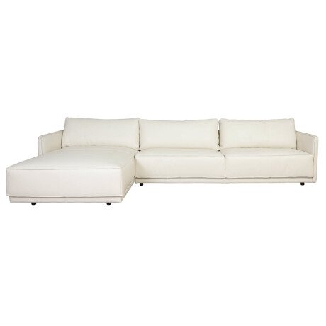 SILLÓN C/CHAISE 3 CUERPOS CUERO-100-NATURAL BLANCO ROMEO TP2 GRANO IZQUIERDO