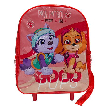 Mochila Escolar Paw Patrol 30CM con Carrito CORAL