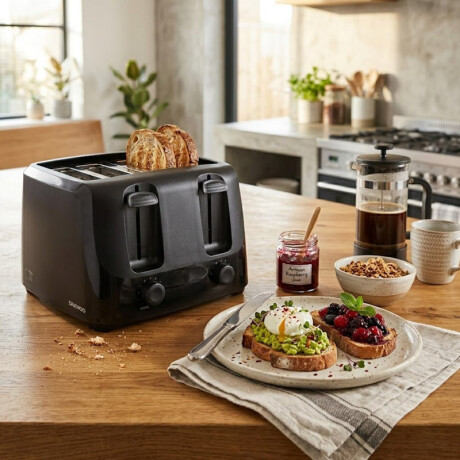 Tostadora eléctrica 4 panes Daewoo | 6 Niveles | Color negro Tostadora eléctrica 4 panes Daewoo | 6 Niveles | Color negro