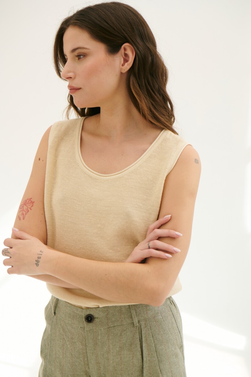 TOP TEJIDO LINO BEIGE
