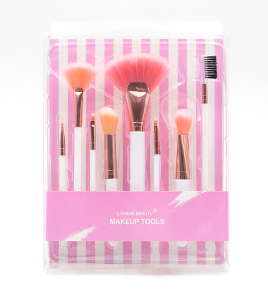 Set de 8 brochas Nine Beauty - Rosa y blanco 