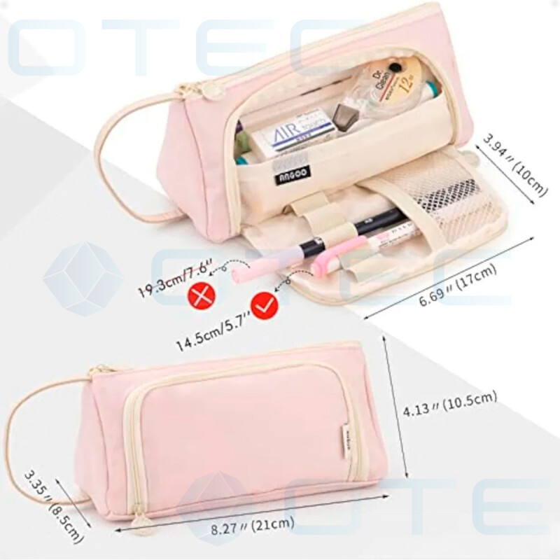 Estuche Cartuchera para Lápices Estudiante Escolar Rosa Claro