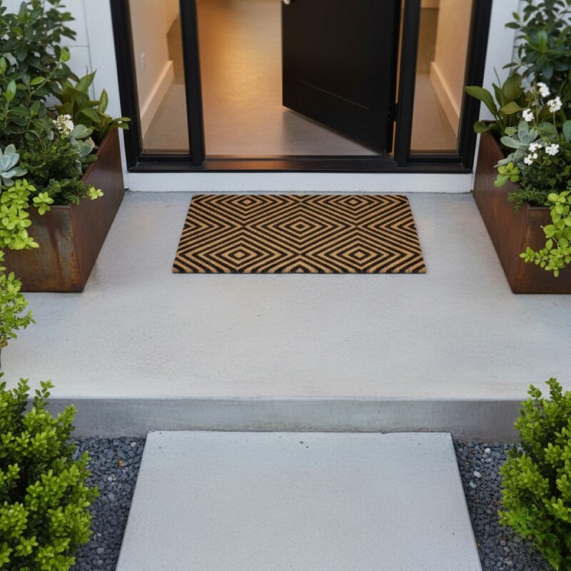 ALFOMBRA COCO RECT NATURAL C/DET ROMBO 60X90CM Unica