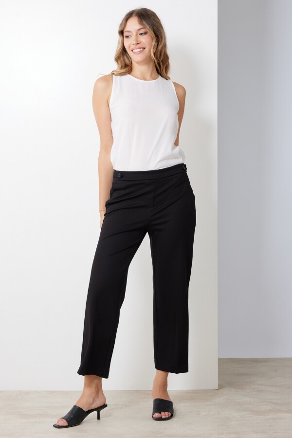 Pantalon Recto Botones NEGRO