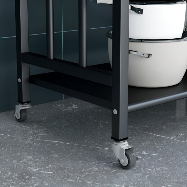 Rack 3 Estantes Metal Rueditas Mueble Organizador Estanteria Variante Color Negro