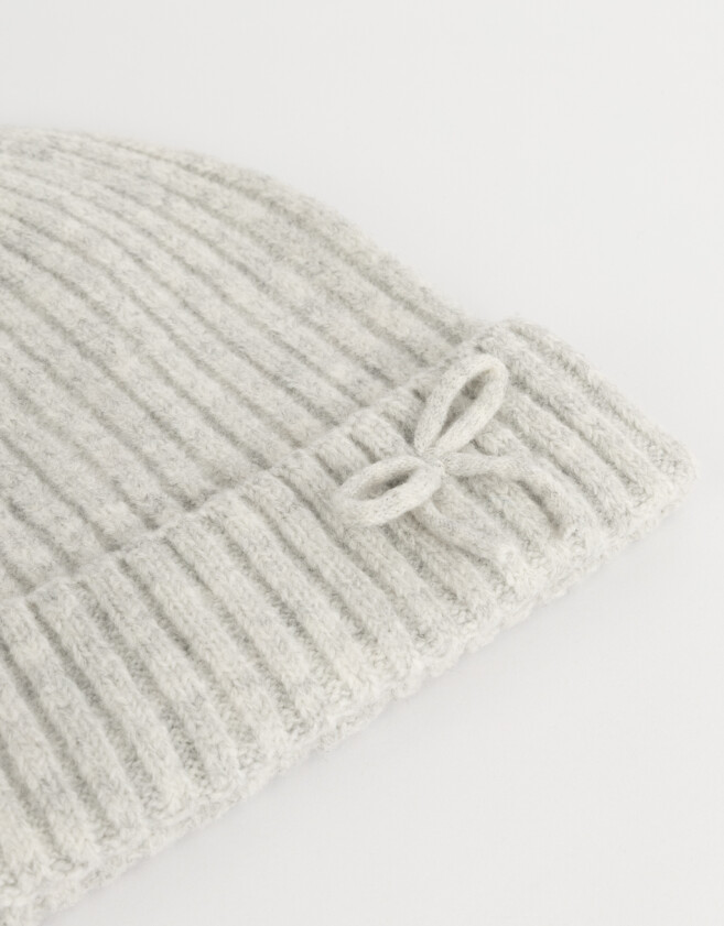 Gorro Cute Gorro Con Moño - Gris Claro
