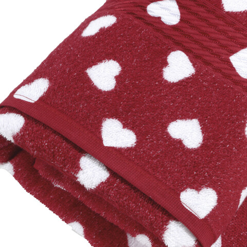 Toalla Baño Estampada Prisma 100% Algodón 70x140 cm Rojo / Corazón Blanco