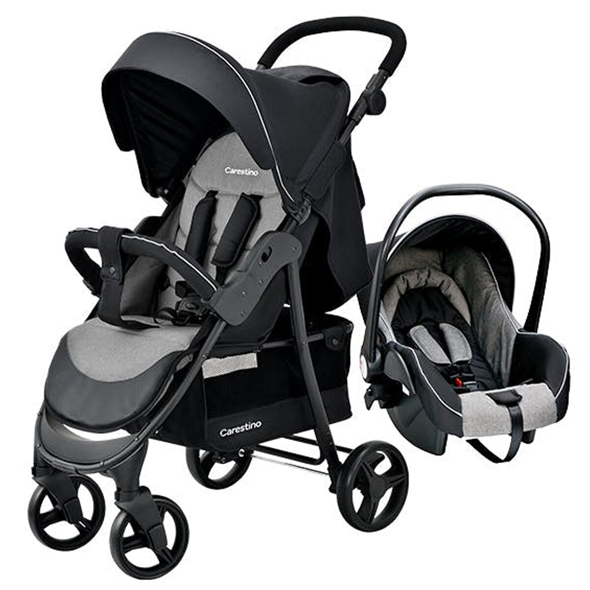 Cochecito Plegable y Huevito Carestino City Travel + Accesorios - Gris Melange 