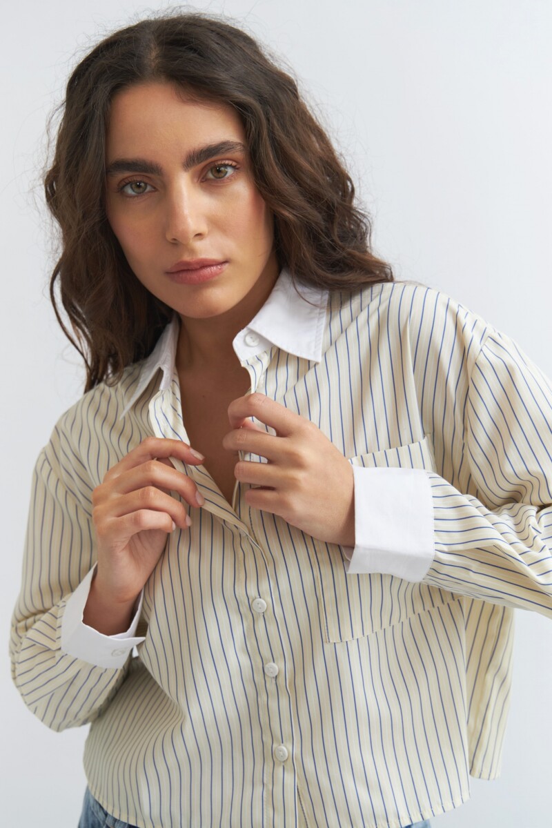 Camisa crop top bicolor AMARILLO