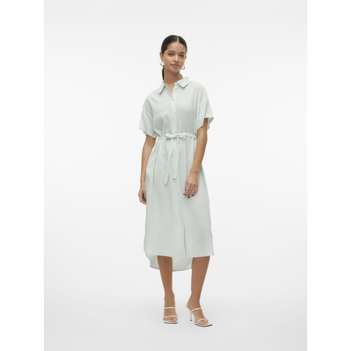 VMBUMPY SS CALF SHIRT DRESS WVN GA - Silt Green 