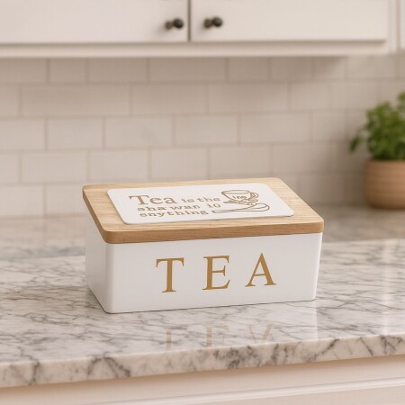 CAJA DE MADERA PARA TE 23X15X7CM Blanco