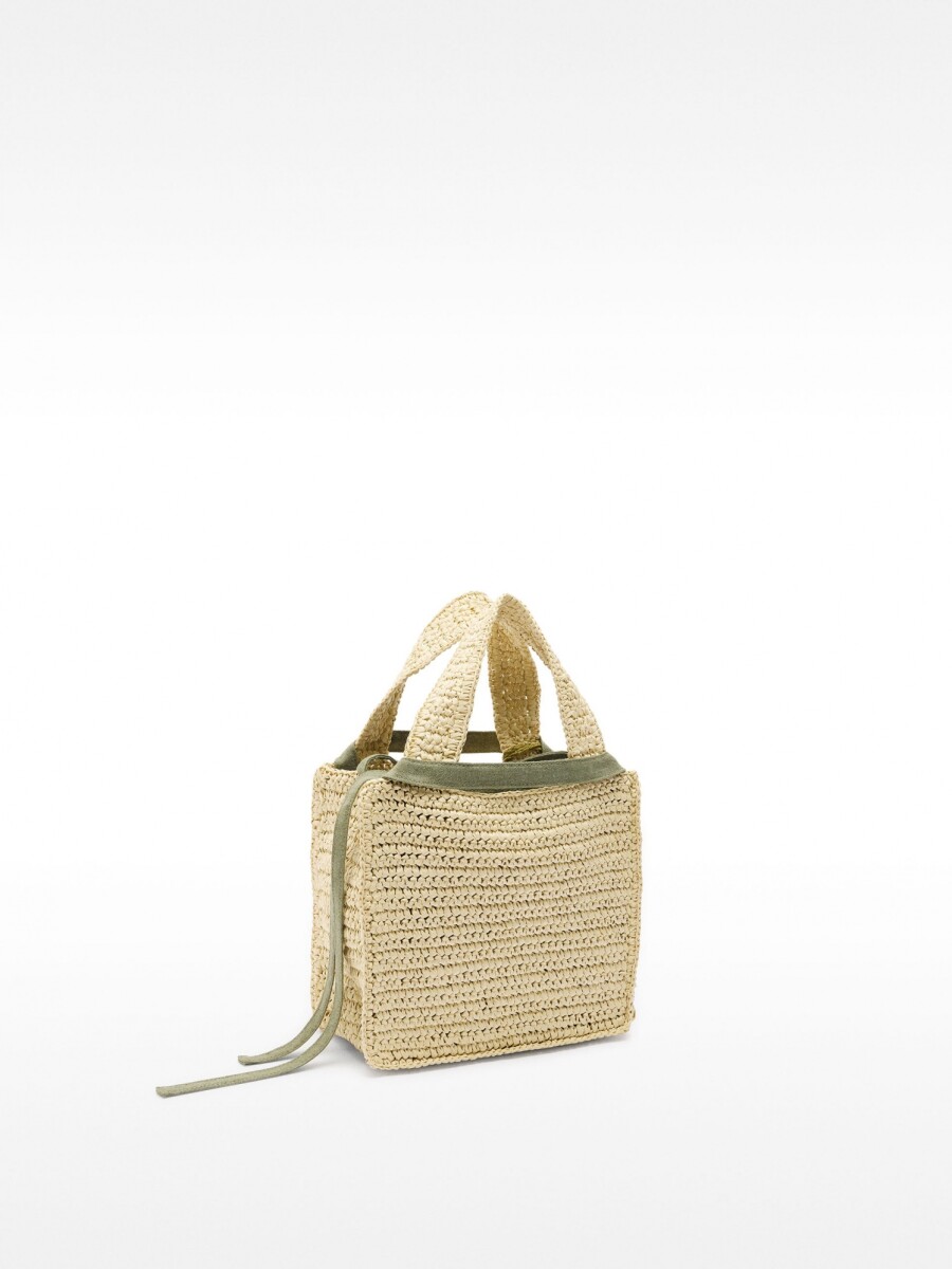 Bolsa Tote Efecto Rafia Con Detalle De Conchas Colgante S natural