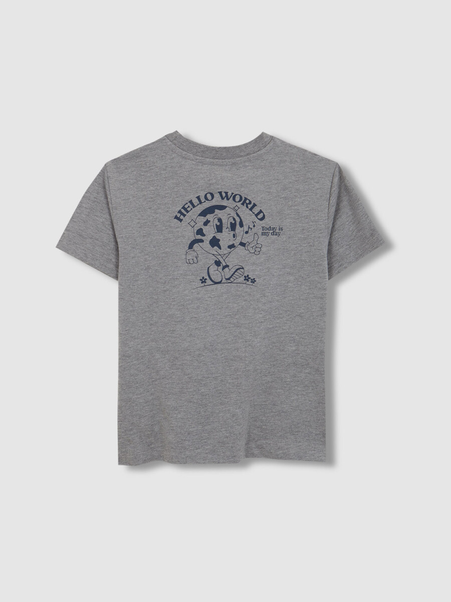 Camiseta Print Gris Medio Melange